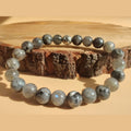 Labradorite (A) and larvikite stretch bracelet image 0