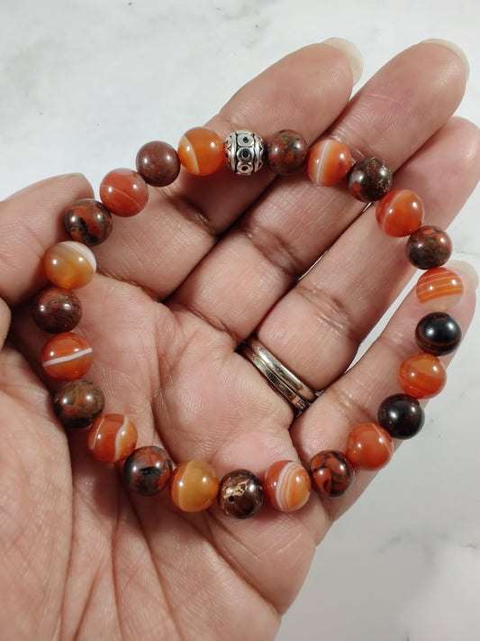 Brecciated jasper and carnelian energy bracelet image 1