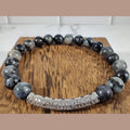 Indigo gabbro (AAA) and larvikite energy bracelet image 0