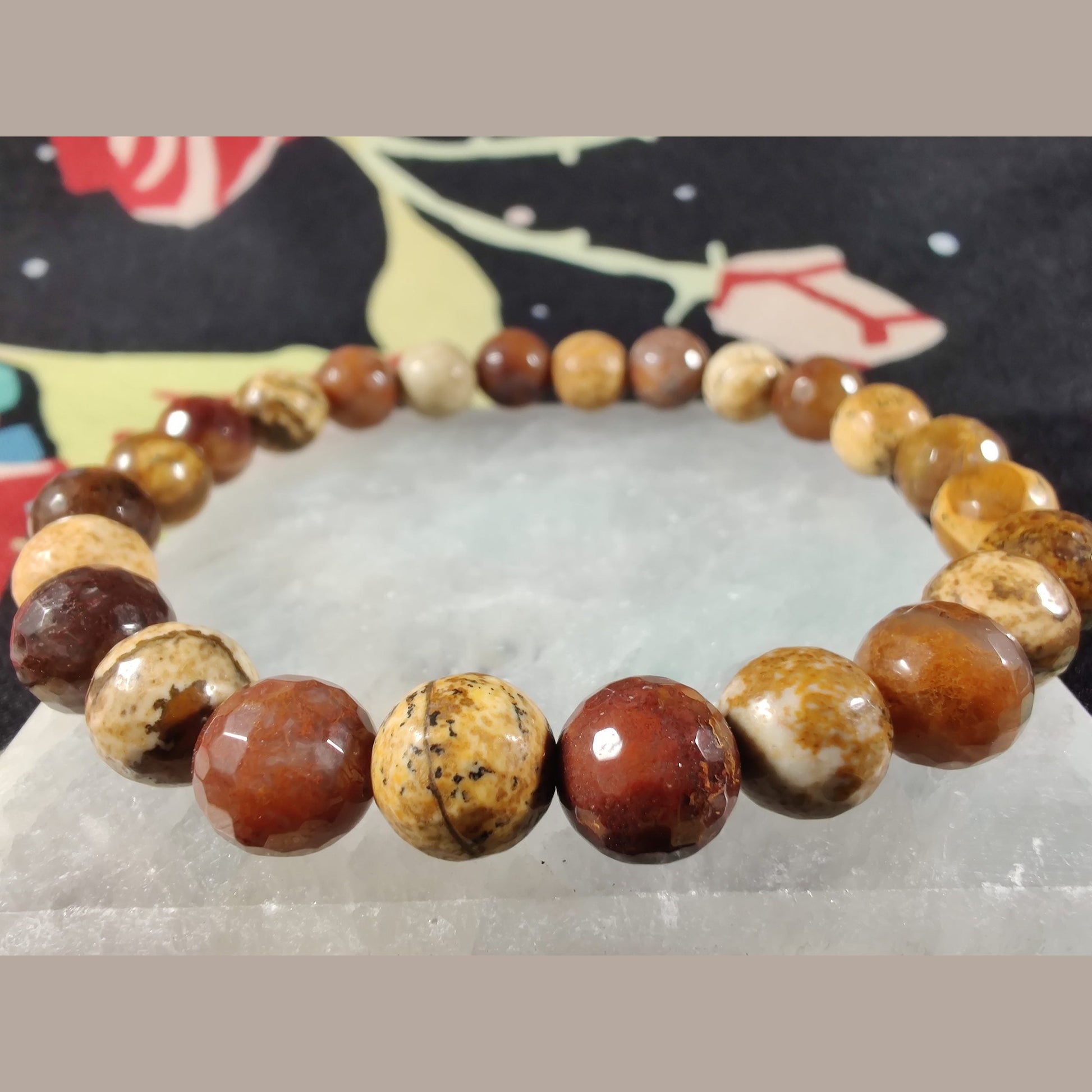 Faceted picture jasper and Agua Nueva agate bracelet image 0