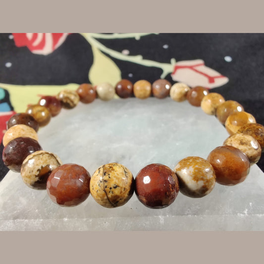Faceted picture jasper and Agua Nueva agate bracelet image 0