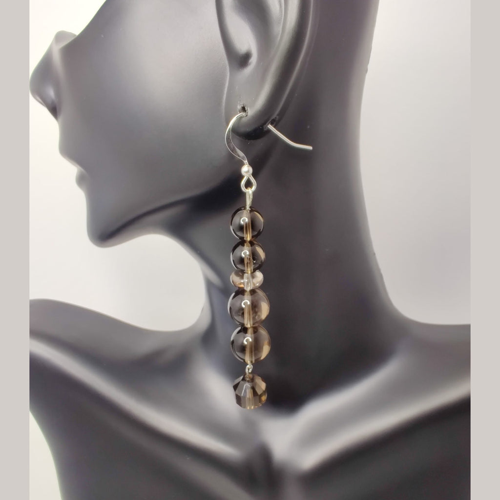 Smoky quartz sterling silver drop earrings image 1