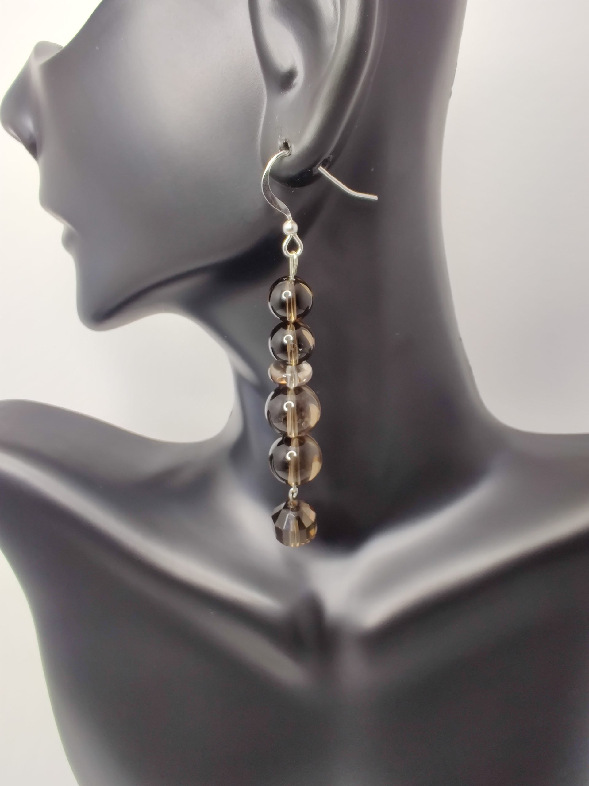 Smoky quartz sterling silver drop earrings image 1