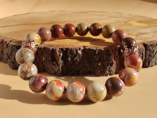 Bird's eye rhyolite and hickoryite stretch bracelet image 0