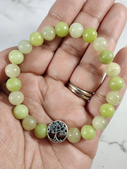 Heliodor and serpentine energy bracelet image 1