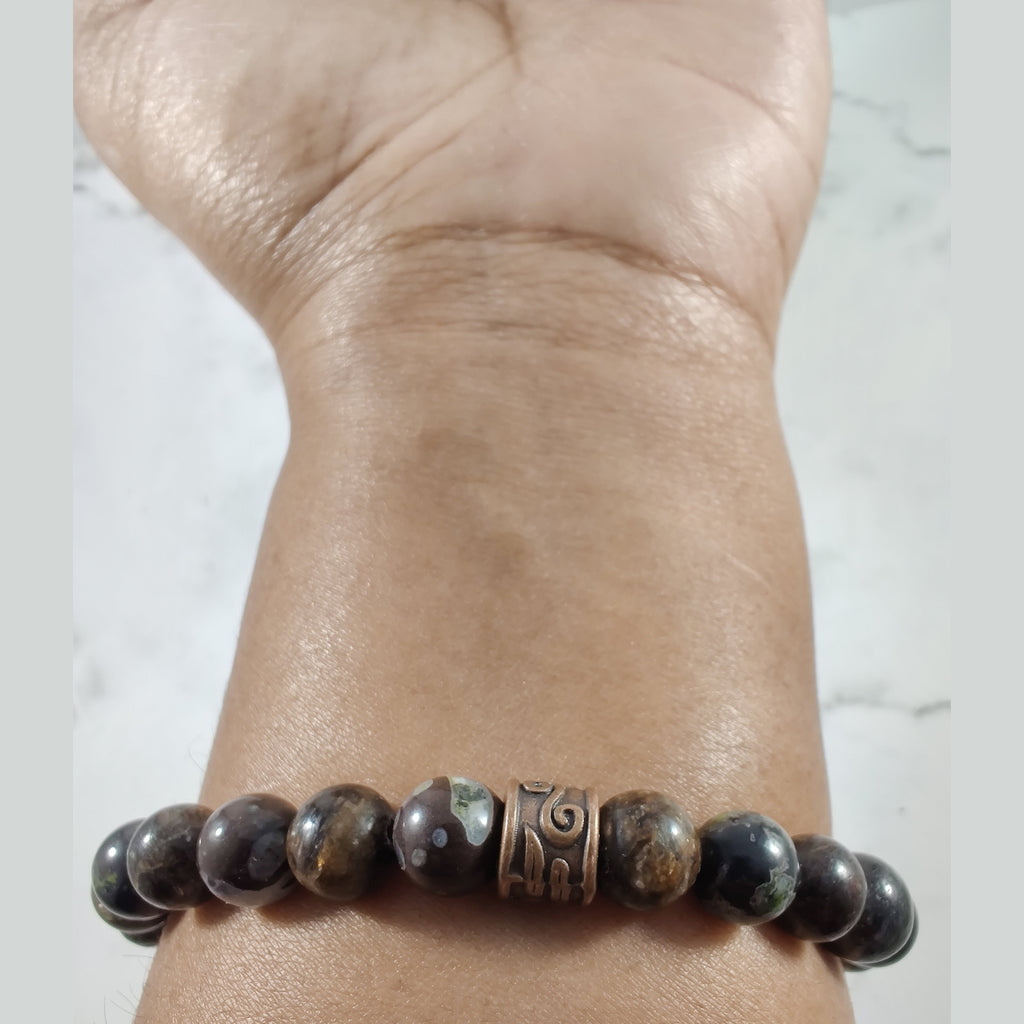 Biotite and flower obsidian energy bracelet image 2