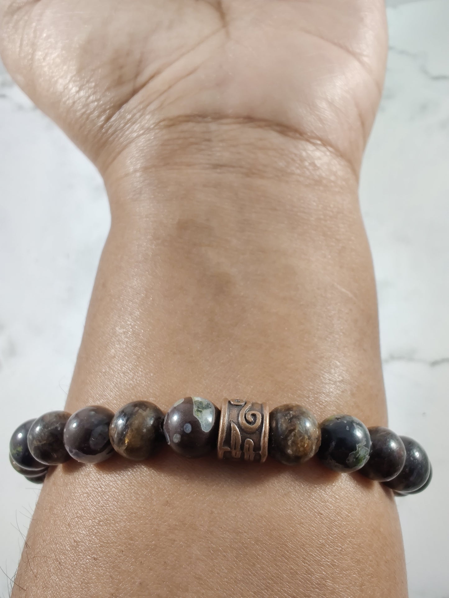 Biotite and flower obsidian energy bracelet image 2
