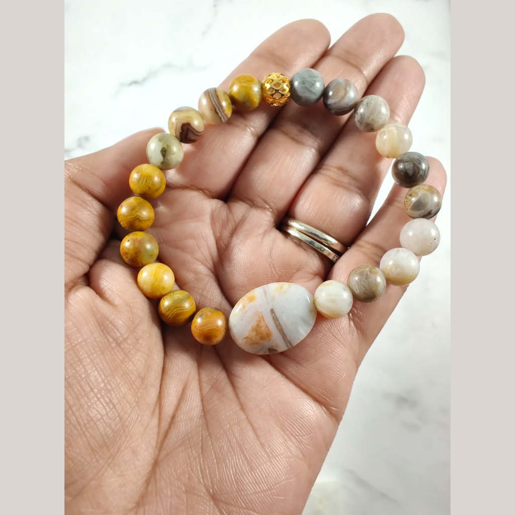 Crazy lace agate and Russian lace agate energy bracelet image 1