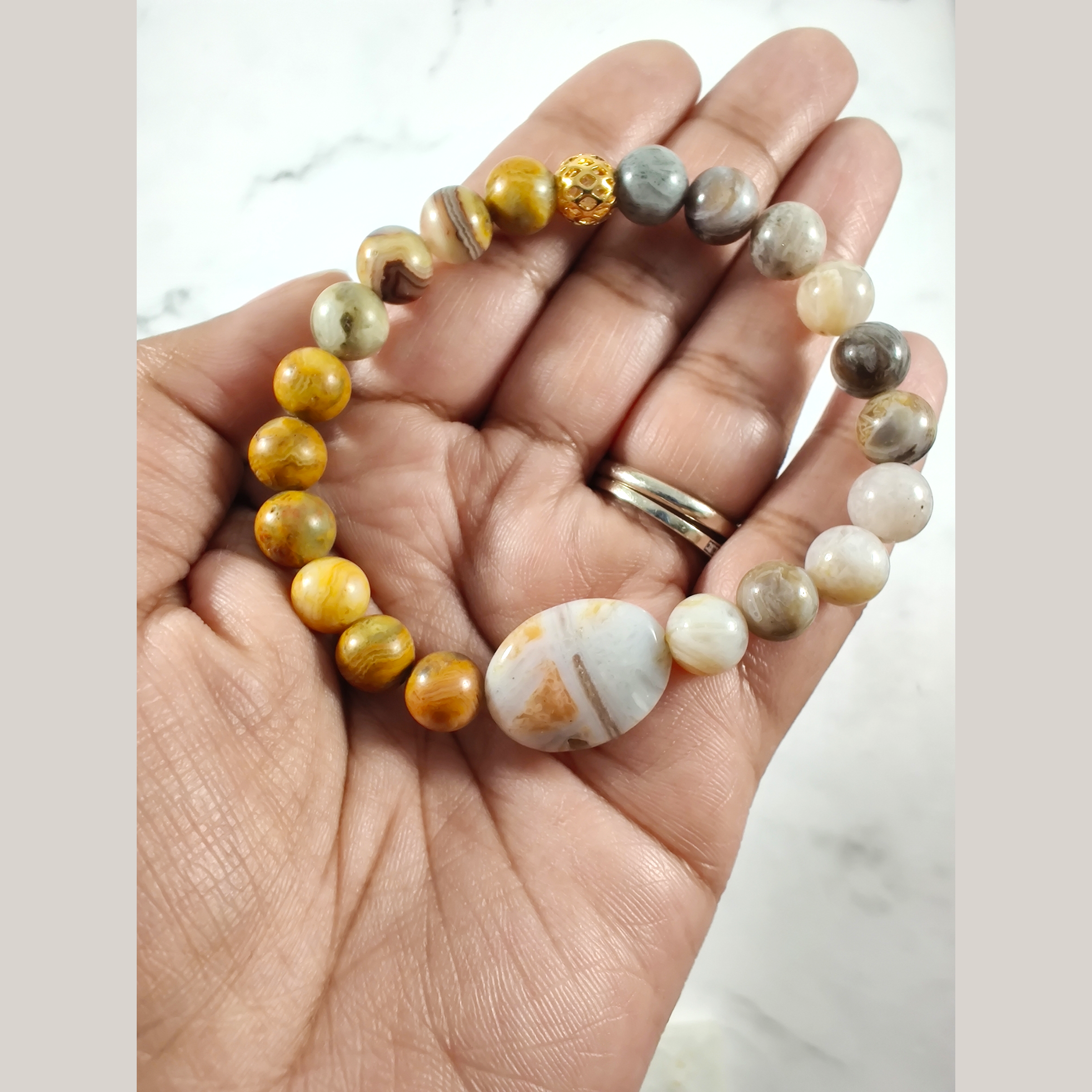 Crazy lace agate and Russian lace agate energy bracelet image 1