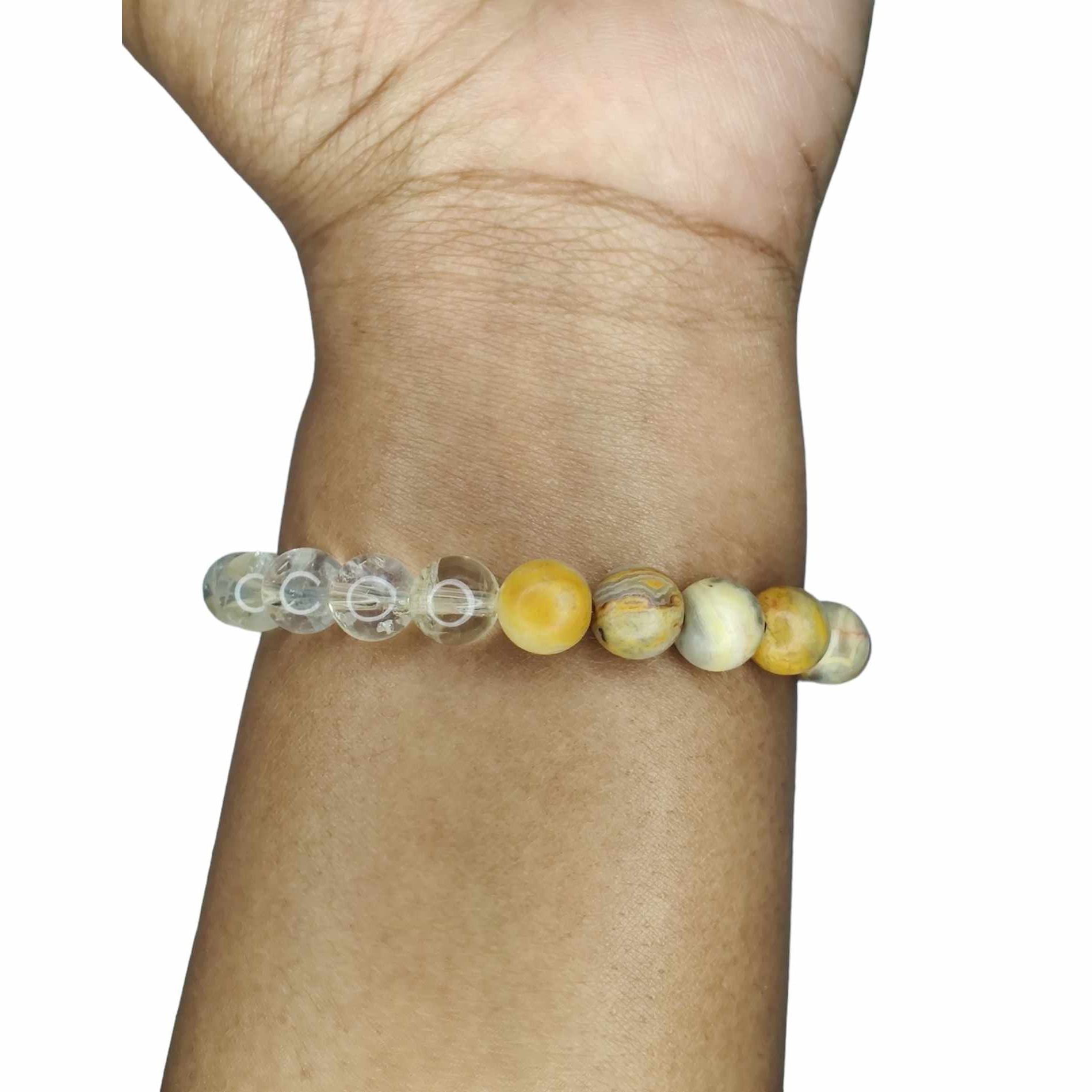 Citrine (A), crazy lace agate, and tiger's eye (A) stretch bracelet image 2