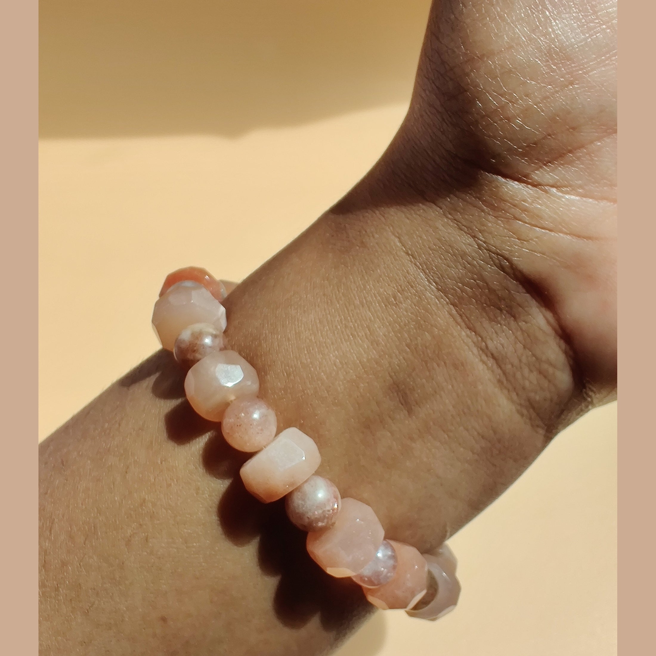Flower sunstone and sunstone stretch bracelet image 2