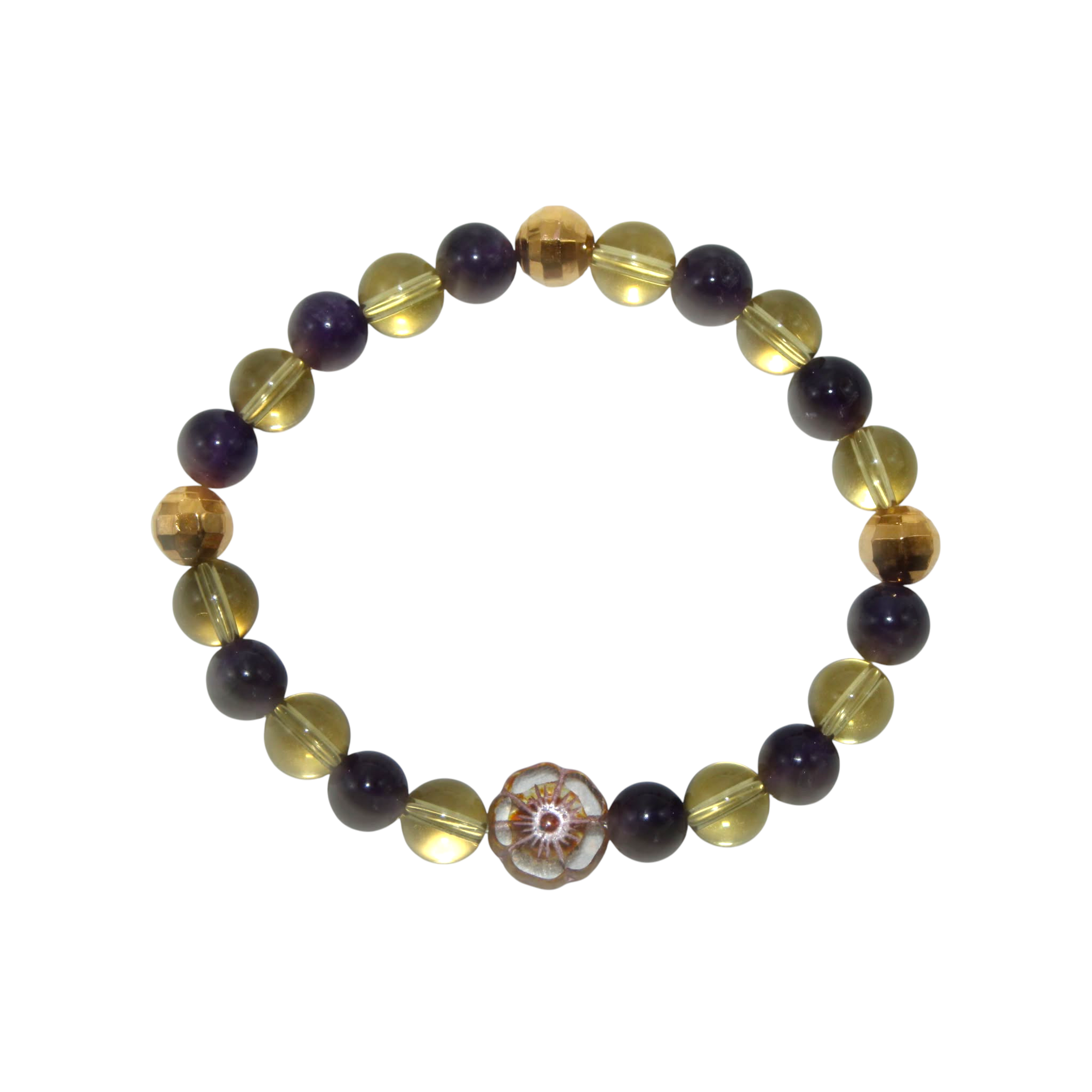 Amethyst and Whiskey Quartz Energy Bracelet