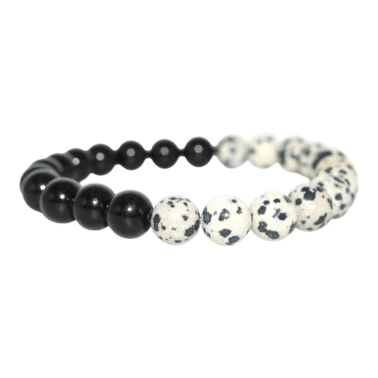 Black Tourmaline and Dalmatian Jasper Bracelet