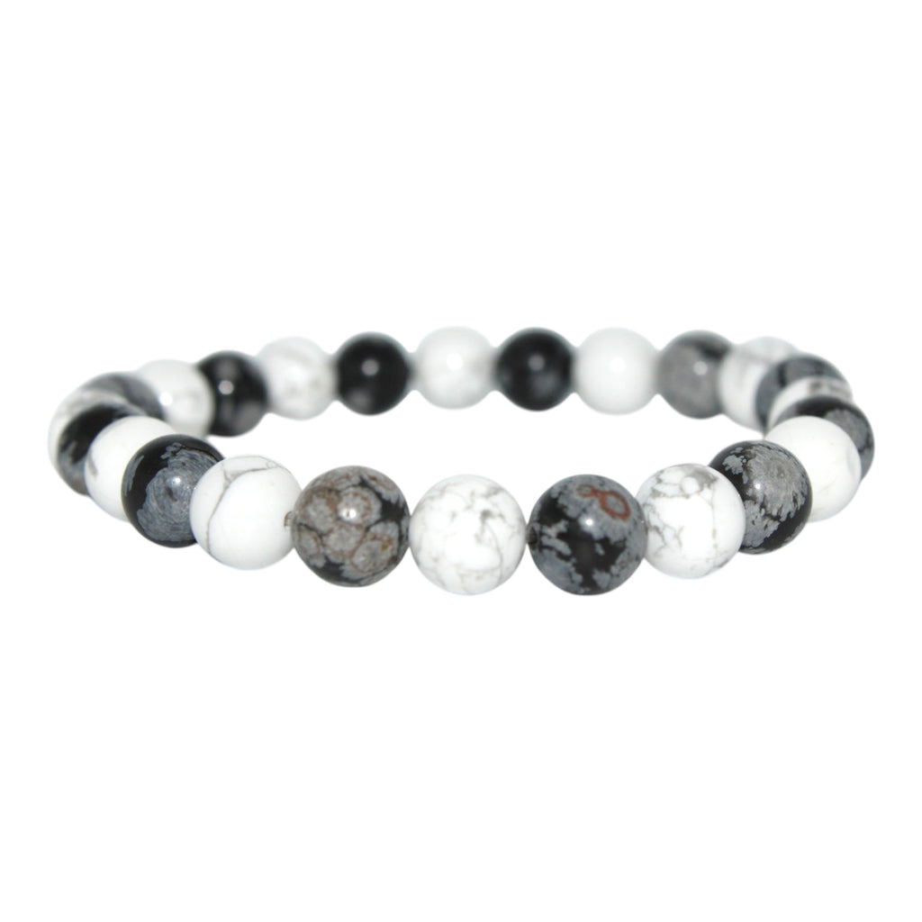 Howlite and Snowflake Obsidian Energy Bracelet
