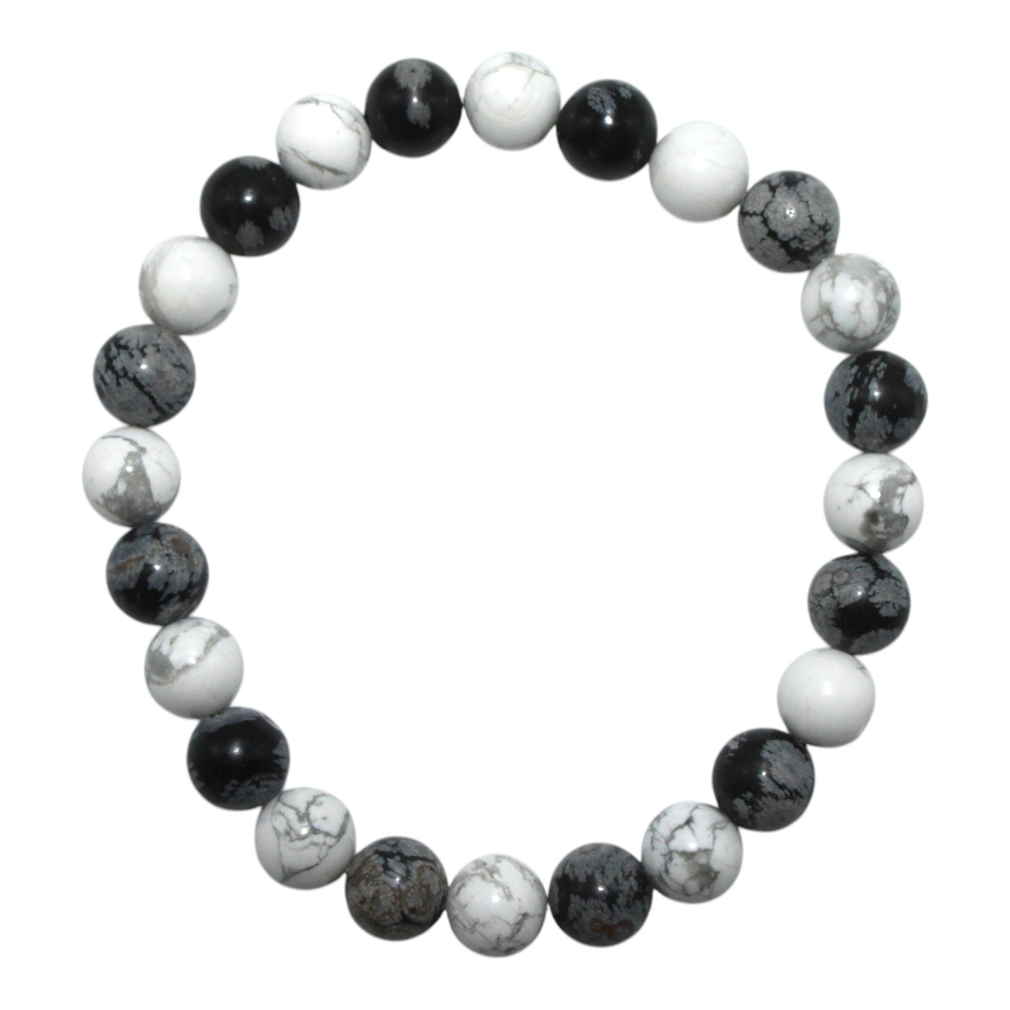 Howlite and Snowflake Obsidian Energy Bracelet