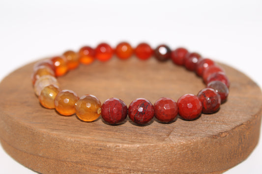 Faceted Carnelian and Apple Jasper Energy Bracelet