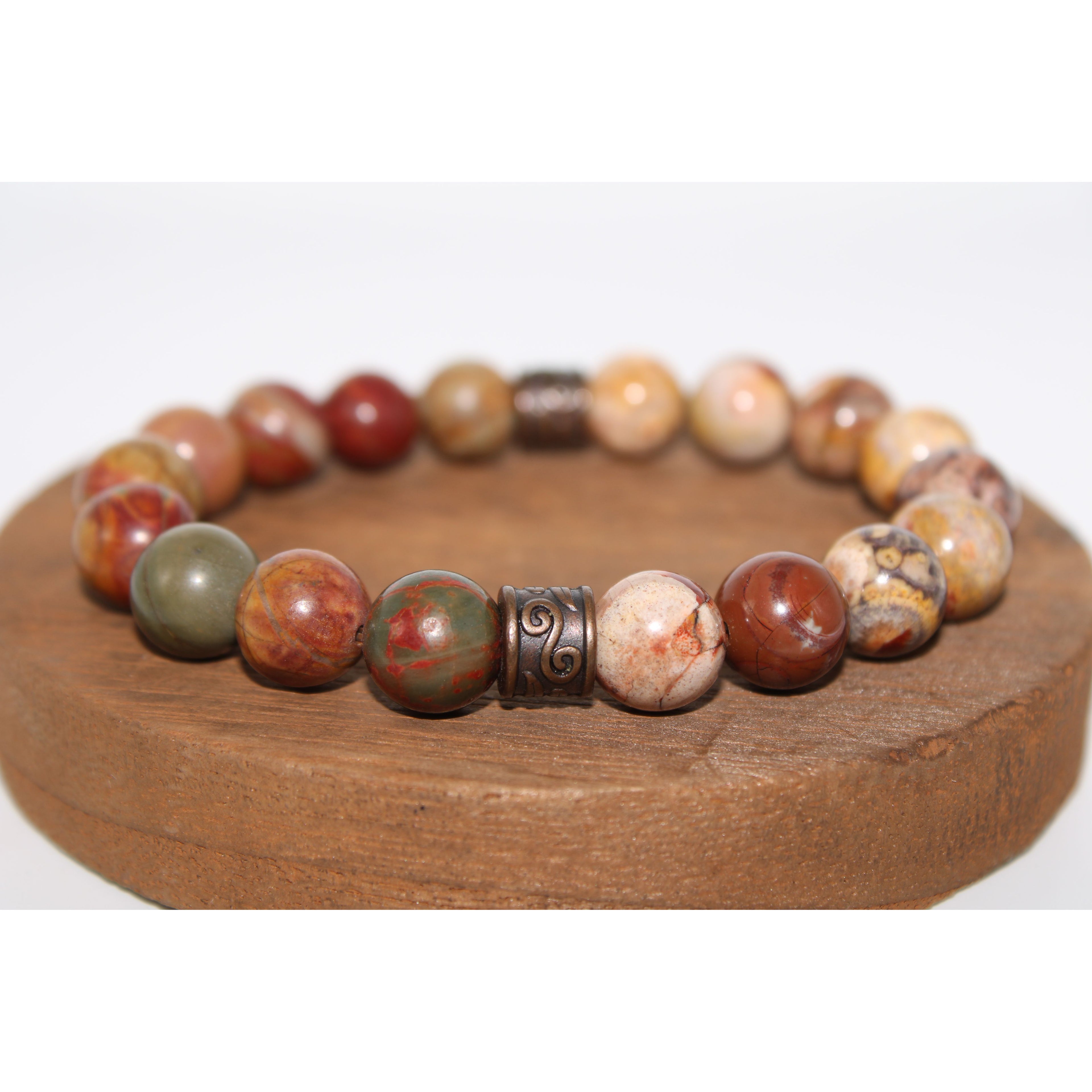Bird's Eye Rhyolite and Red Creek Jasper Energy bracelet