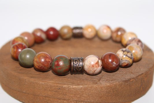Bird's Eye Rhyolite and Red Creek Jasper Energy bracelet