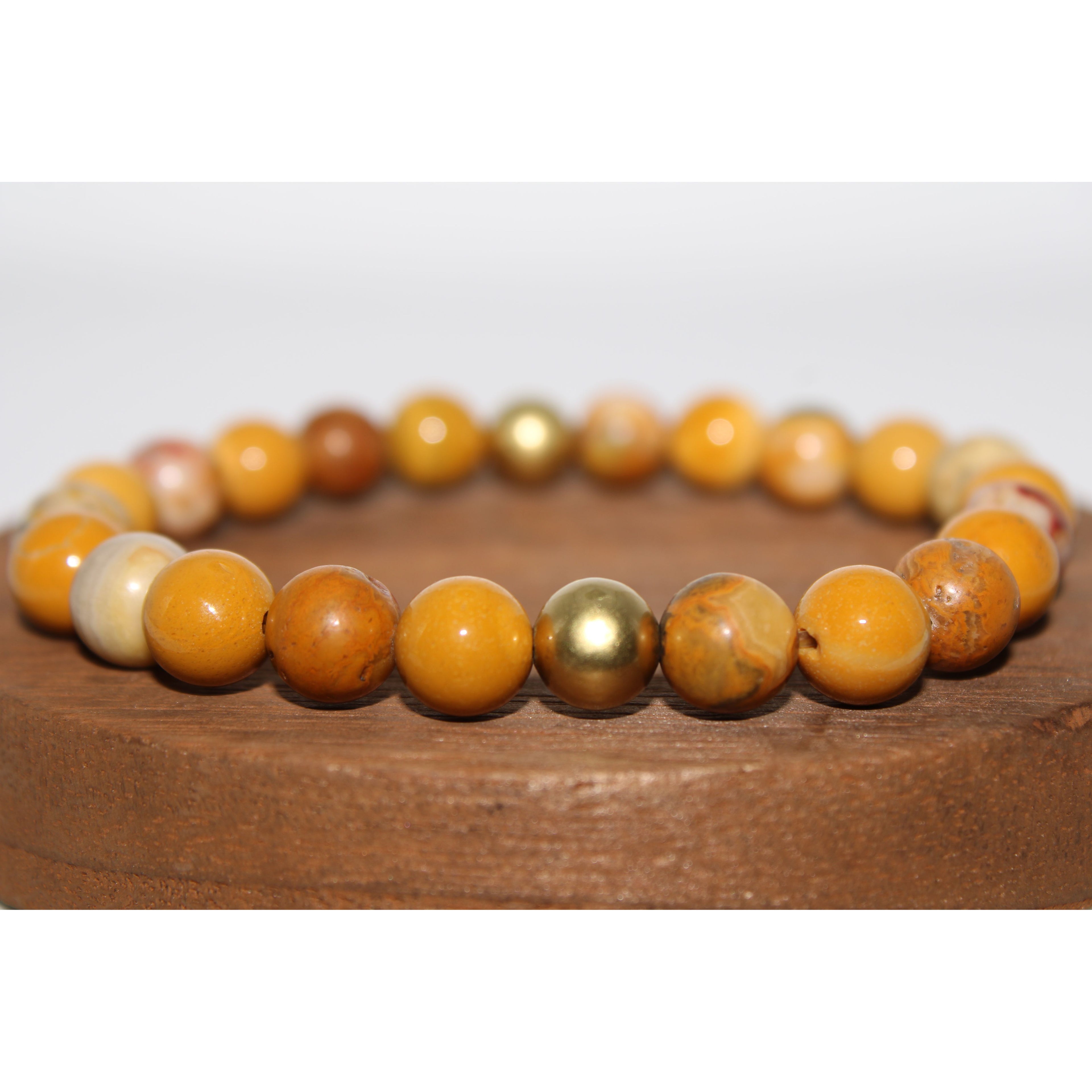 Australian Yellow Mookaite and Yellow Crazy Lace Agate Energy Bracelet
