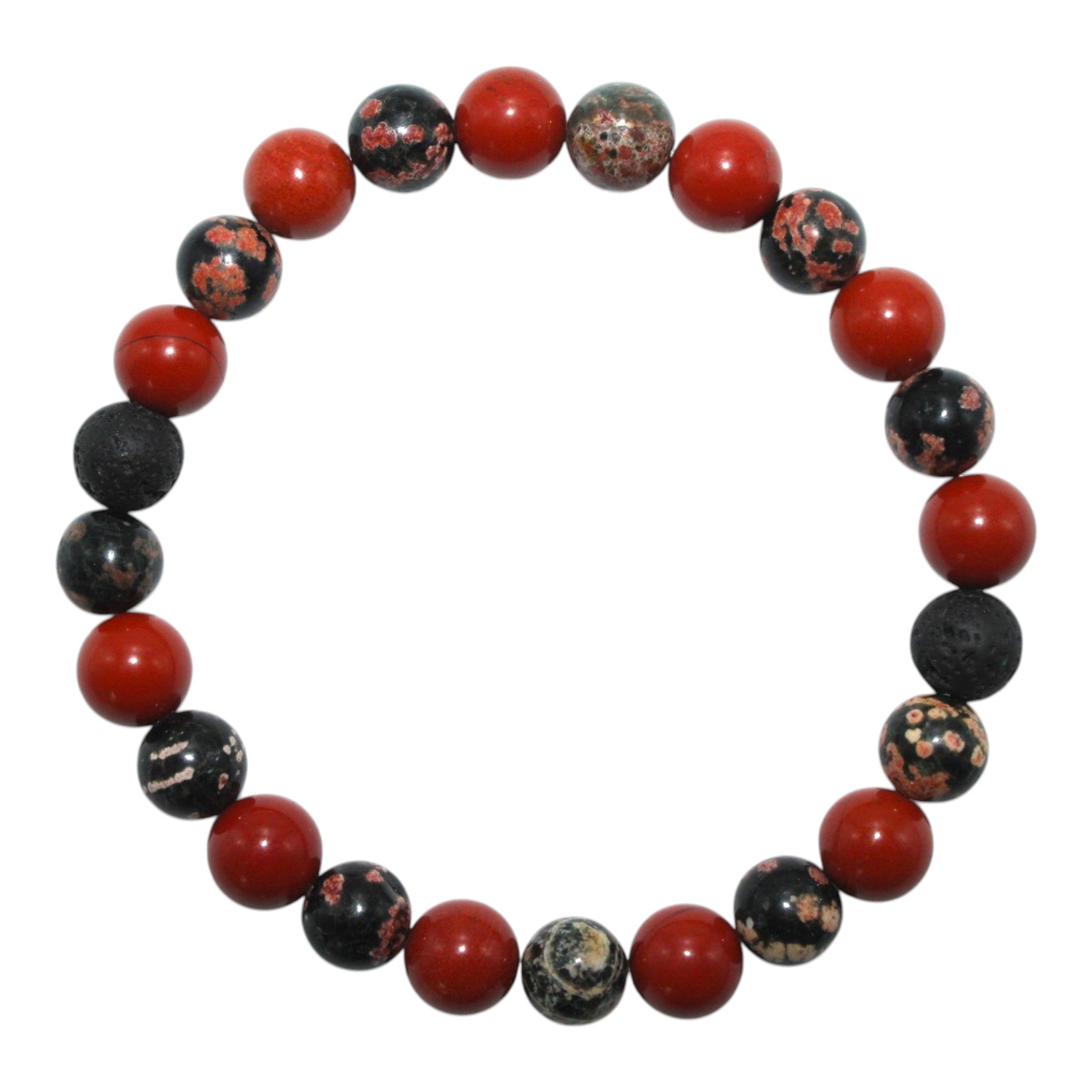 Mexican Red Snowflake Jasper and Red Jasper with Lava Rock