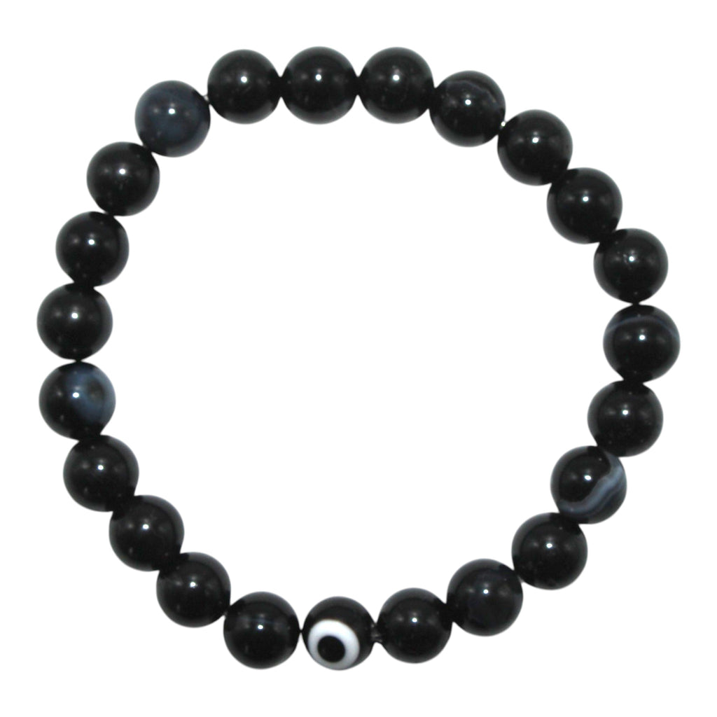 Black Sardonyx and Black Tourmaline Evil Eye Bracelet
