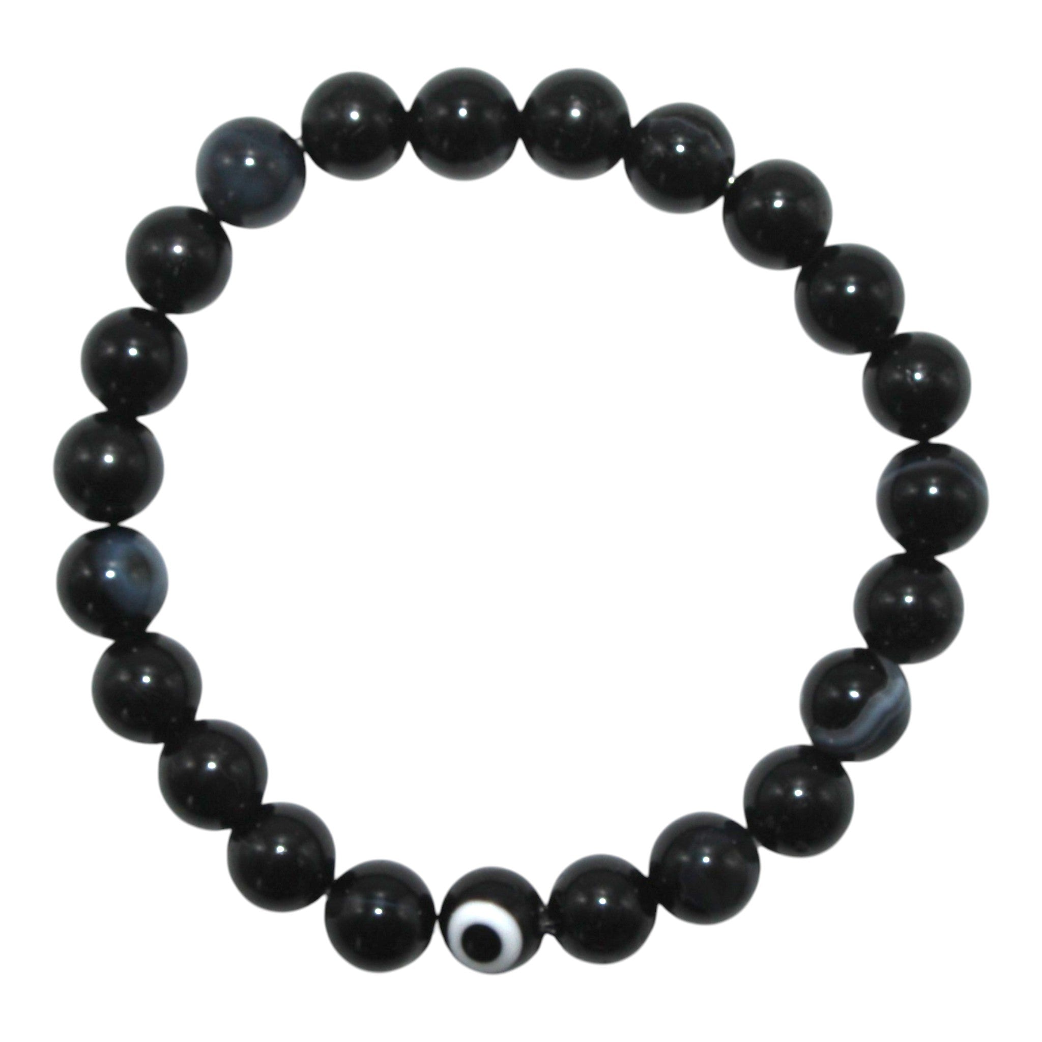 Black Sardonyx and Black Tourmaline Evil Eye Bracelet