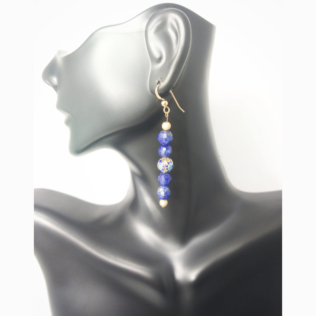 'Royal Blue Stardust' gold earrings image 3
