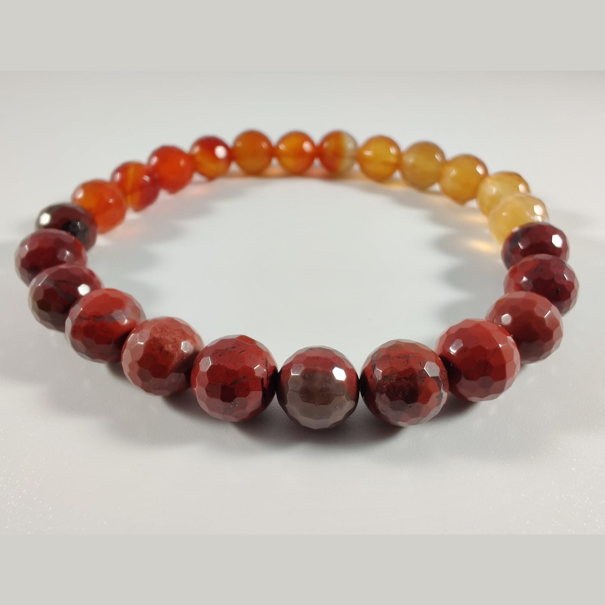 Faceted carnelian and apple jasper stretch bracelet image 2