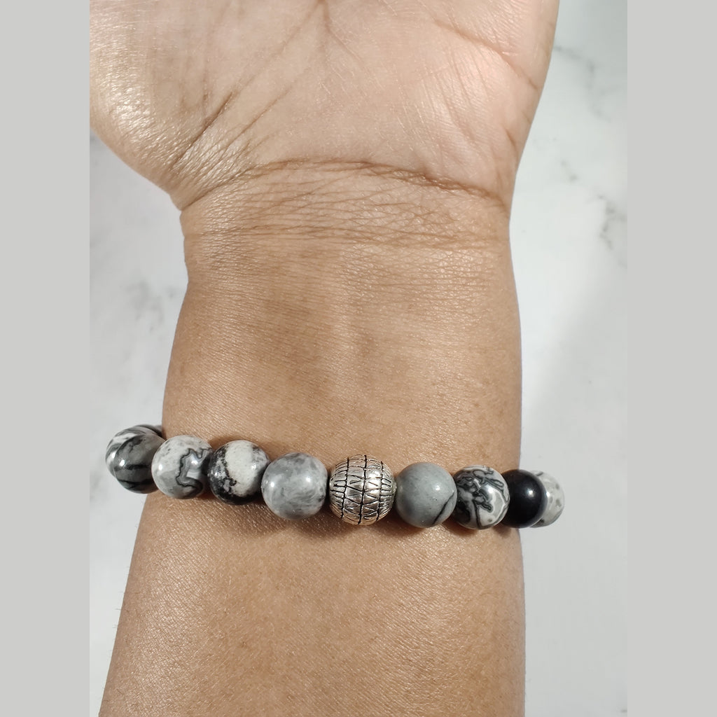 Black water jasper and map stone energy bracelet image 2
