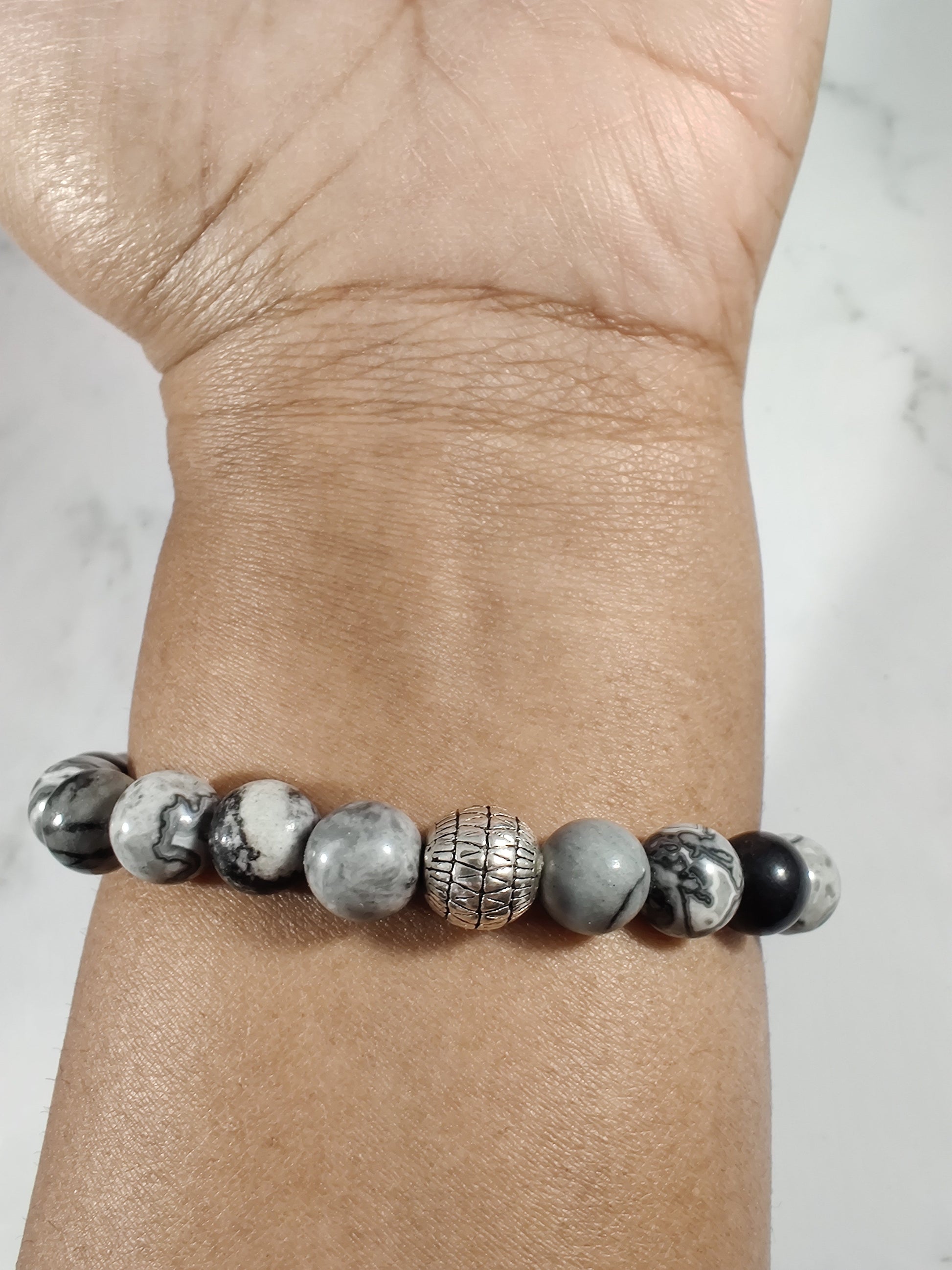 Black water jasper and map stone energy bracelet image 2