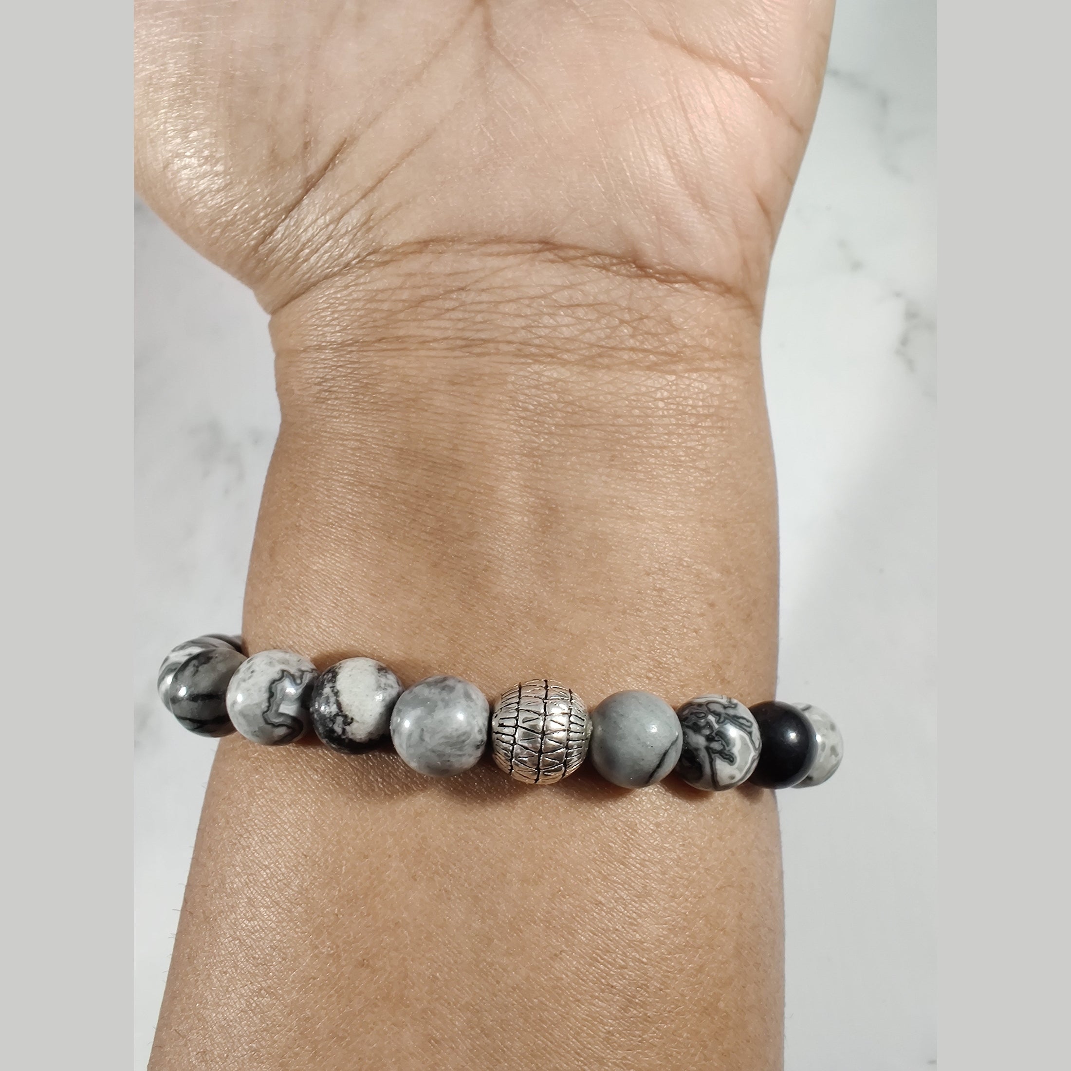 Black water jasper and map stone energy bracelet image 2