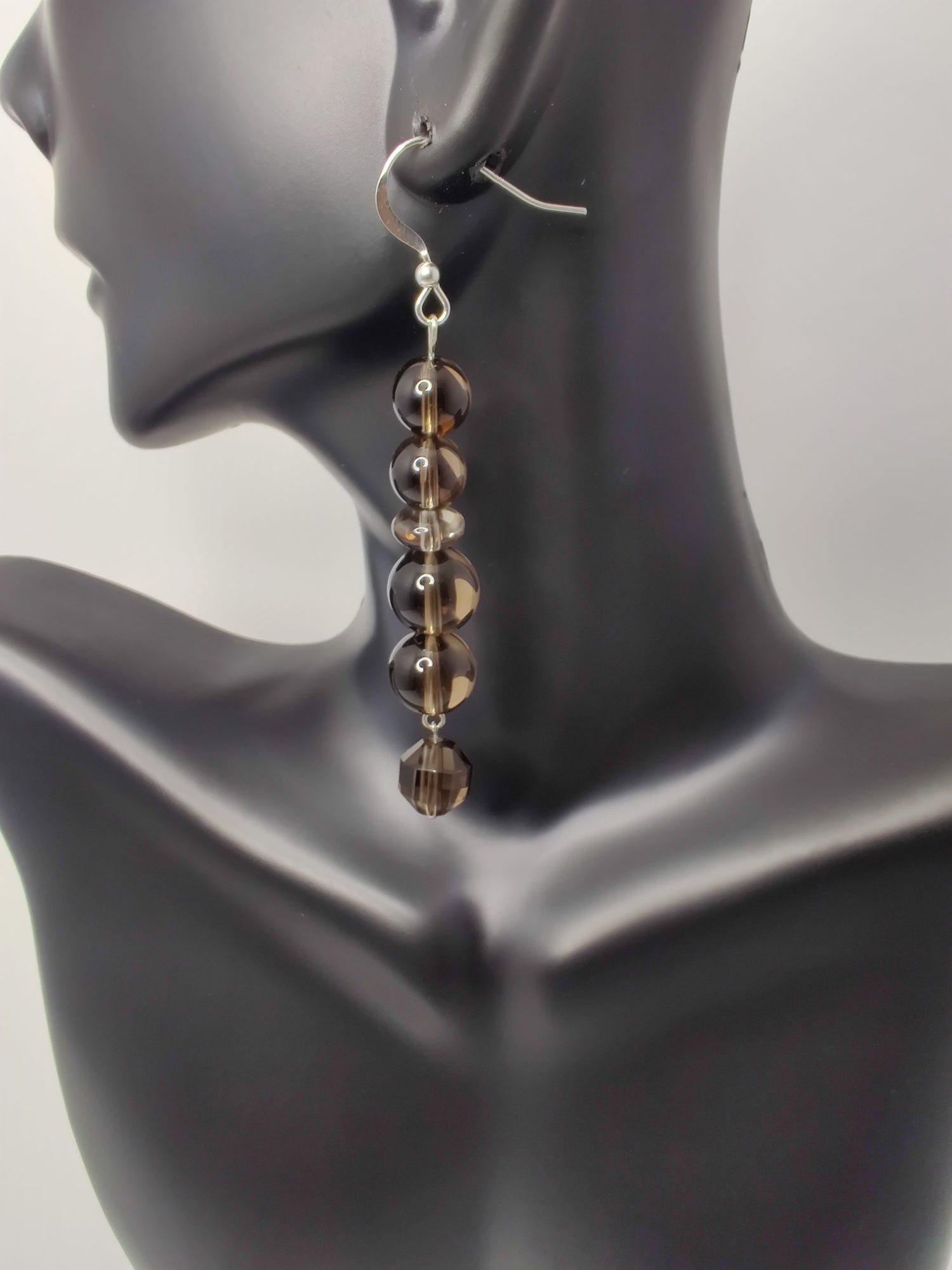 Smoky quartz sterling silver drop earrings image 0
