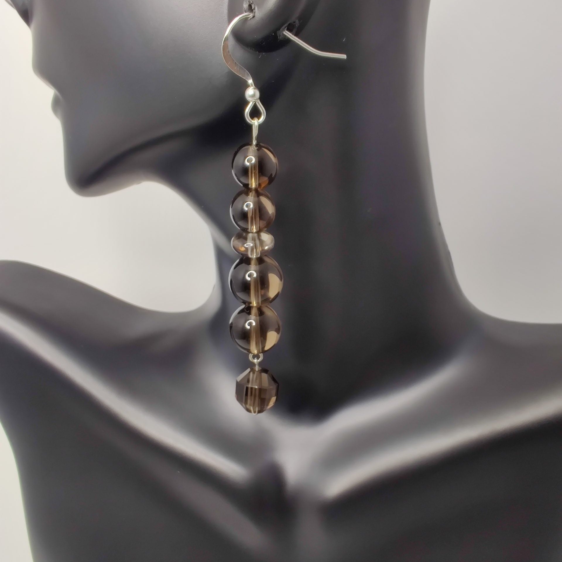 Smoky quartz sterling silver drop earrings image 0