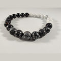 8mm snowflake obsidian, howlite, and black sardonyx image 0