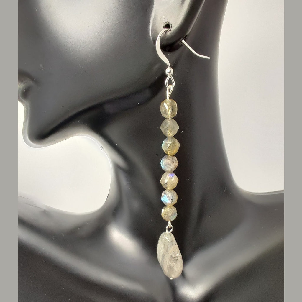 Faceted labradorite sterling silver earrings image 0