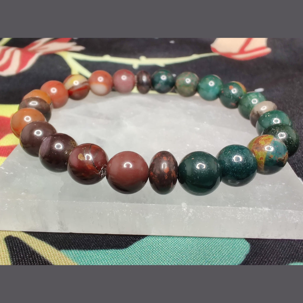 8mm mookaite jasper, bloodstone, and poppy jasper bracelet image 4