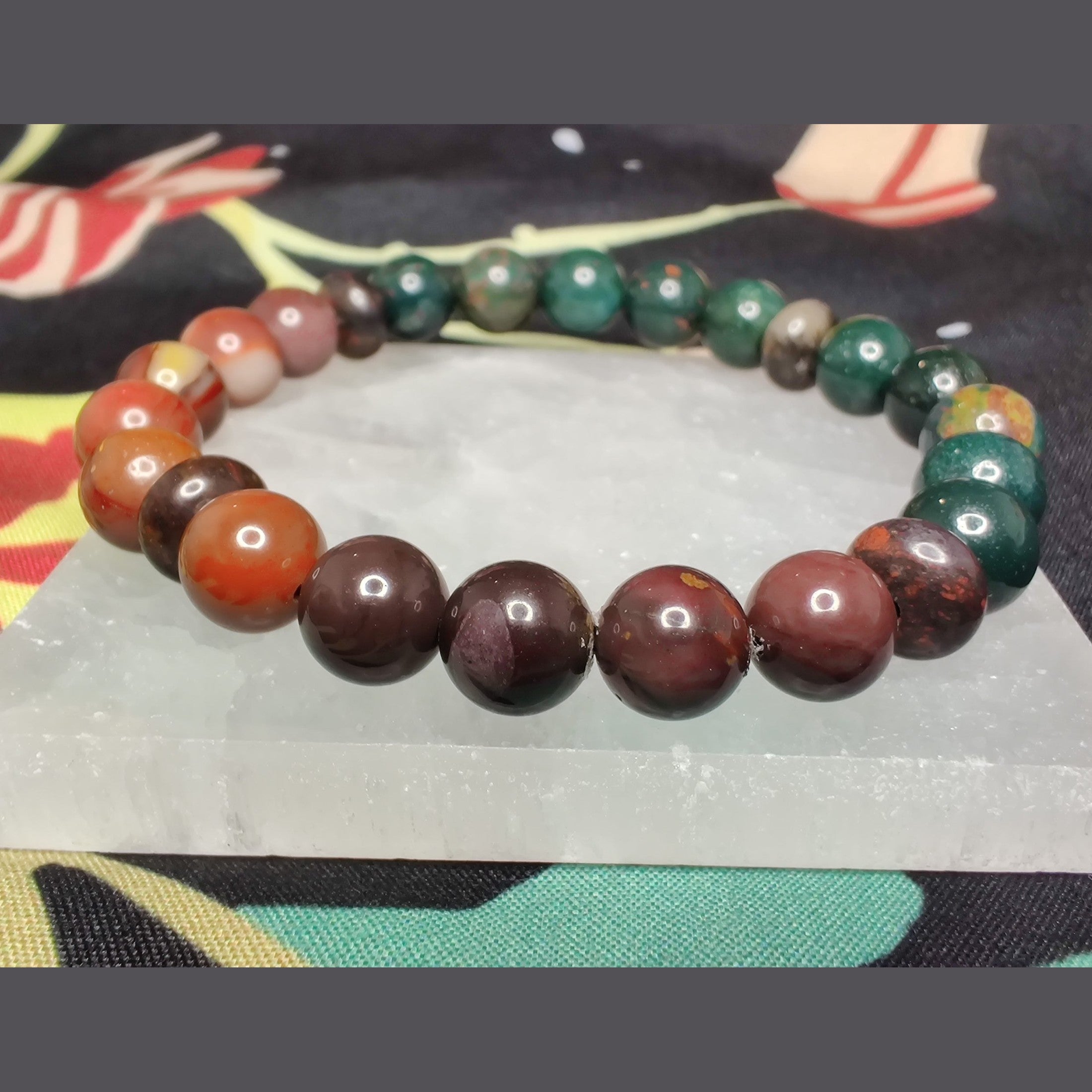 8mm mookaite jasper, bloodstone, and poppy jasper bracelet image 3