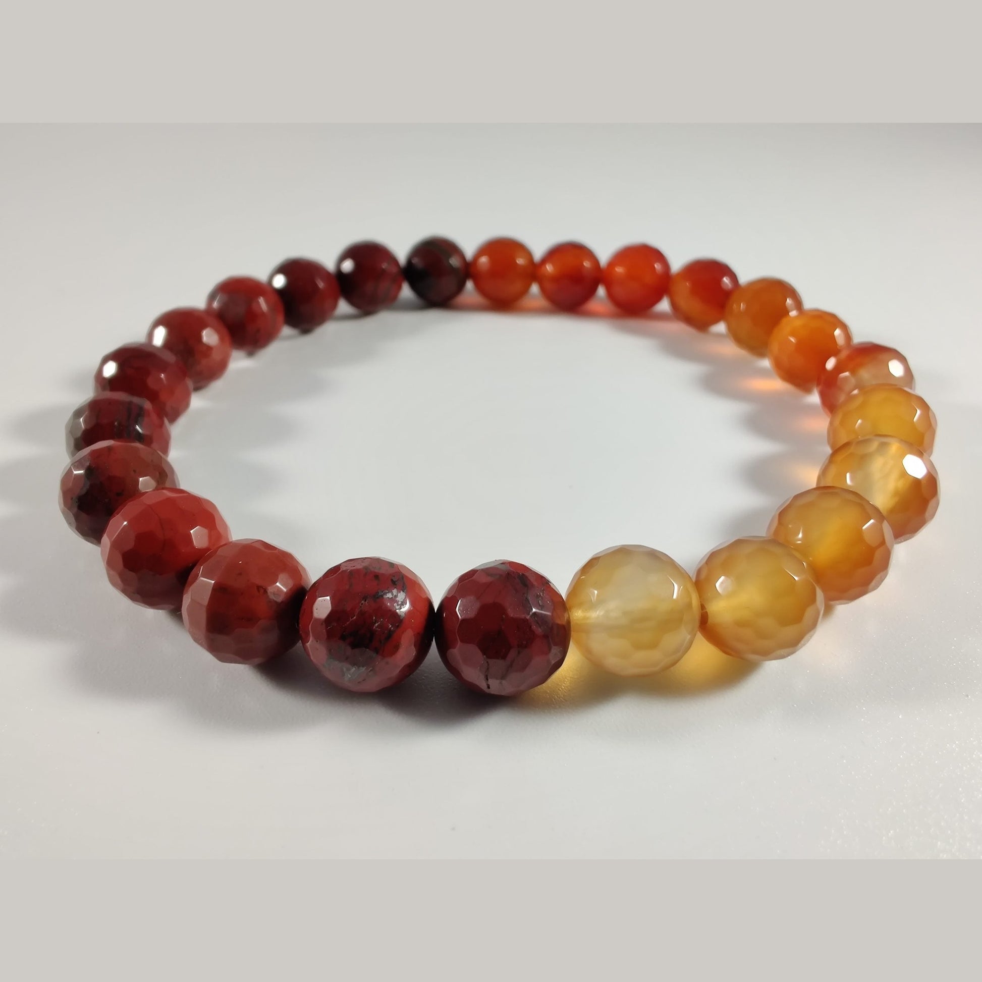 Faceted carnelian and apple jasper stretch bracelet image 1