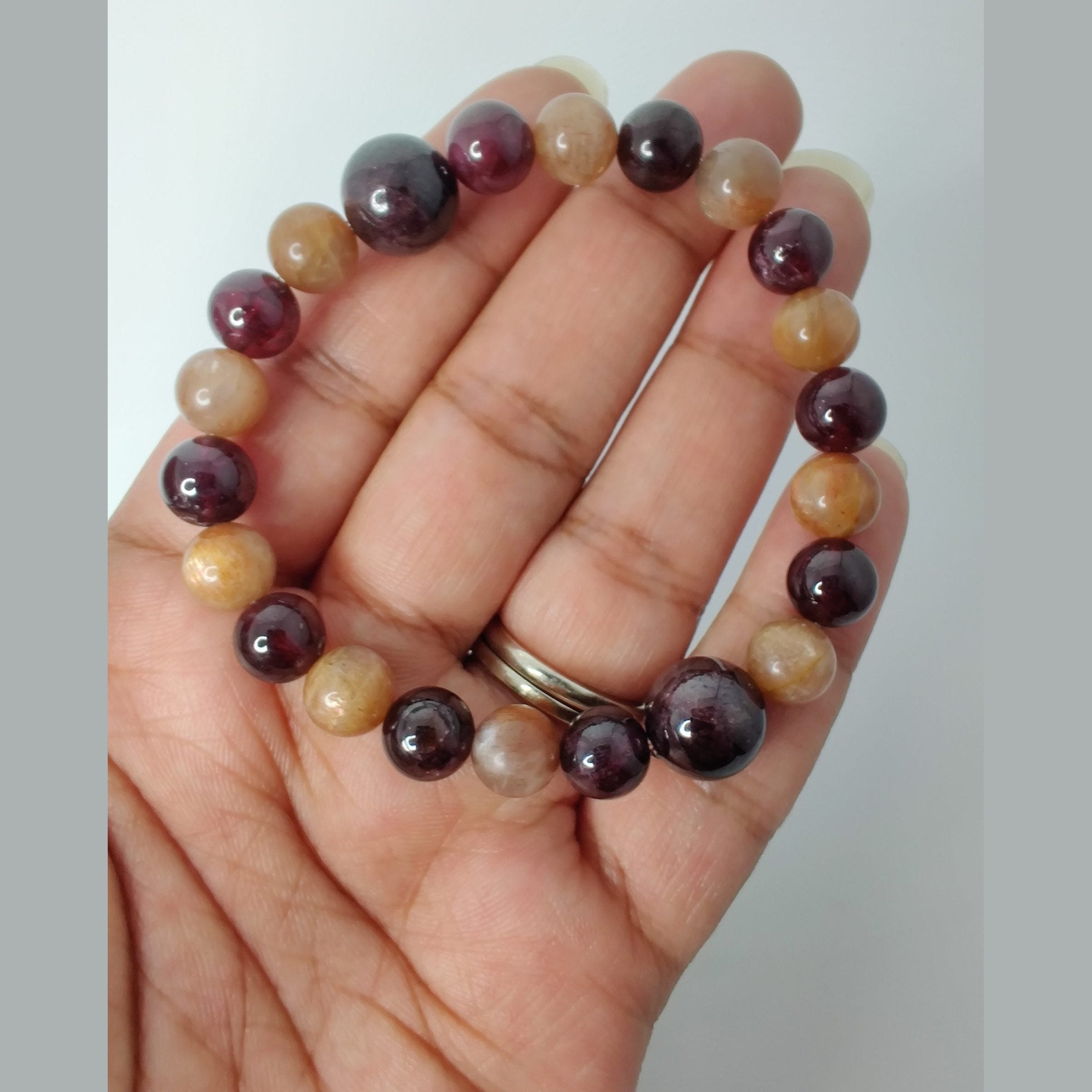 Sunstone and garnet stretch bracelet image 2