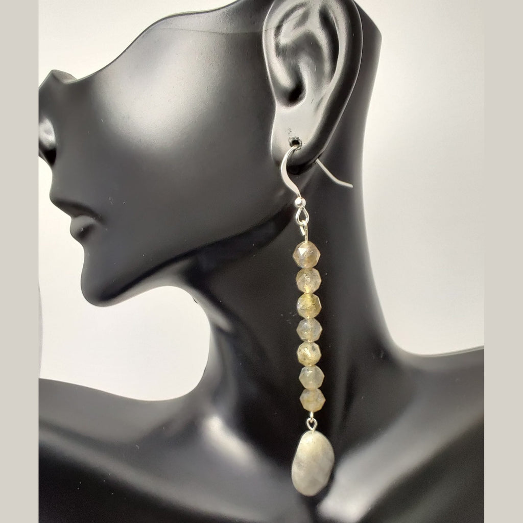 Faceted labradorite sterling silver earrings image 1