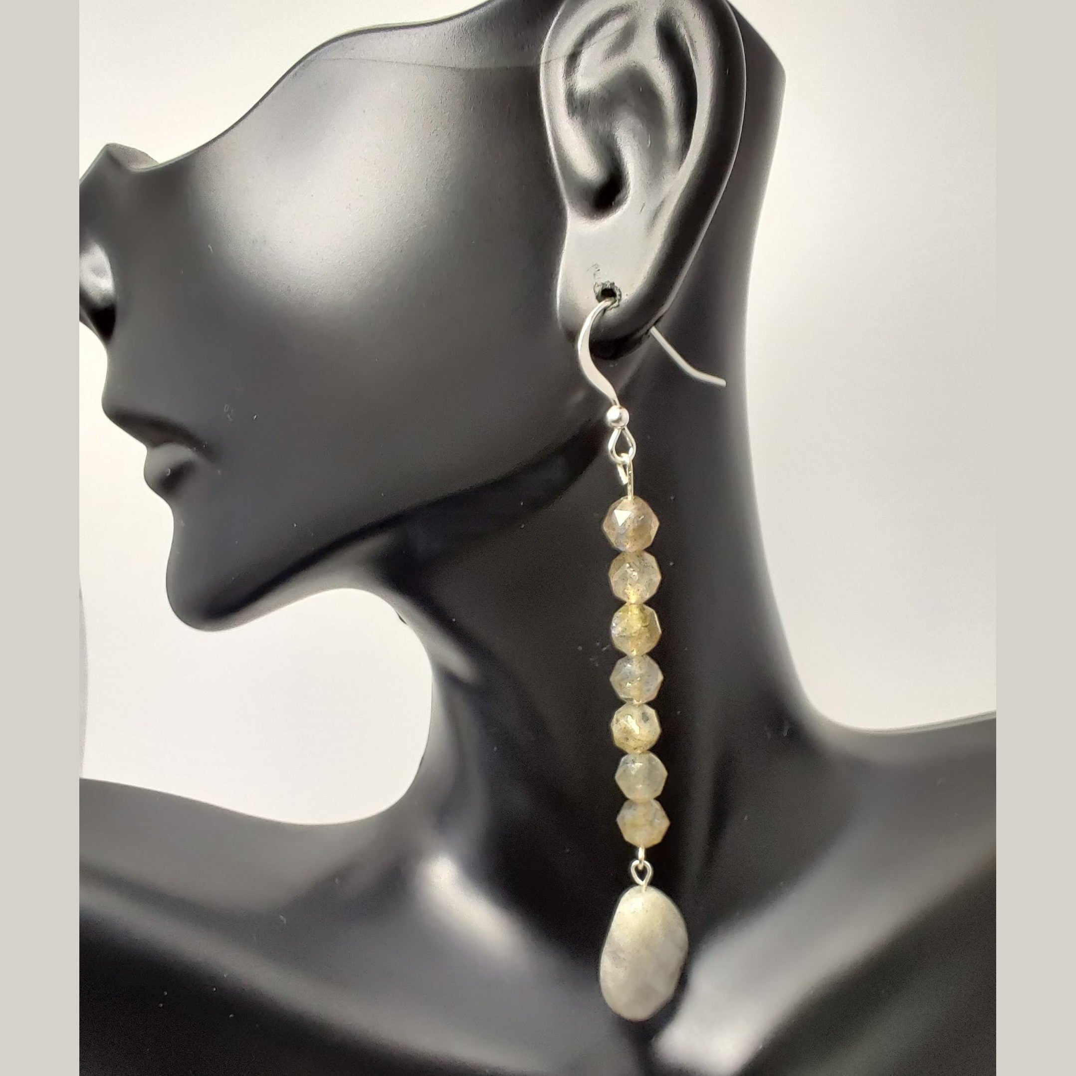 Faceted labradorite sterling silver earrings image 1