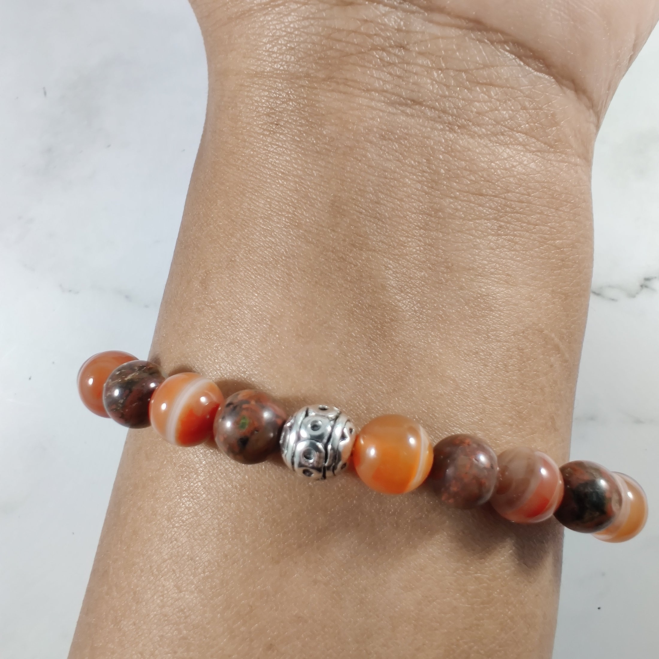 Brecciated jasper and carnelian energy bracelet image 2