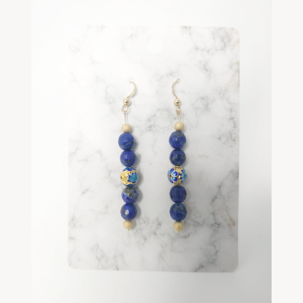 'Royal Blue Stardust' gold earrings image 1