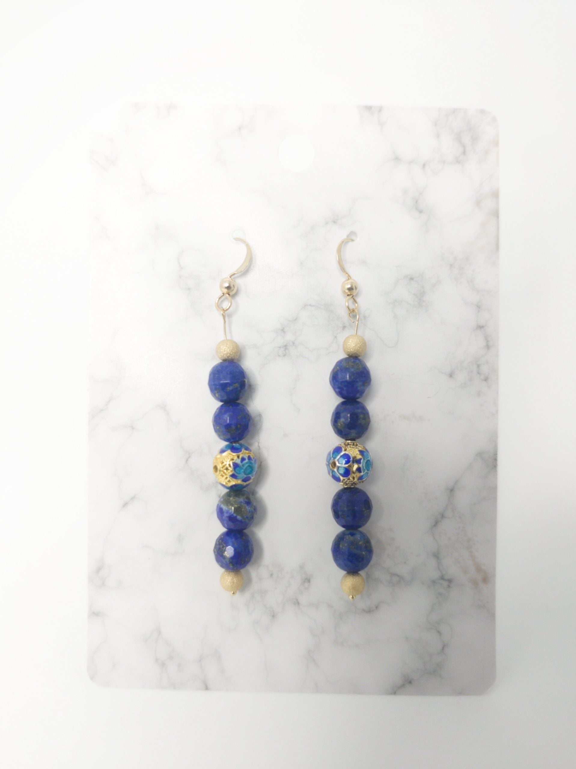 'Royal Blue Stardust' gold earrings image 1