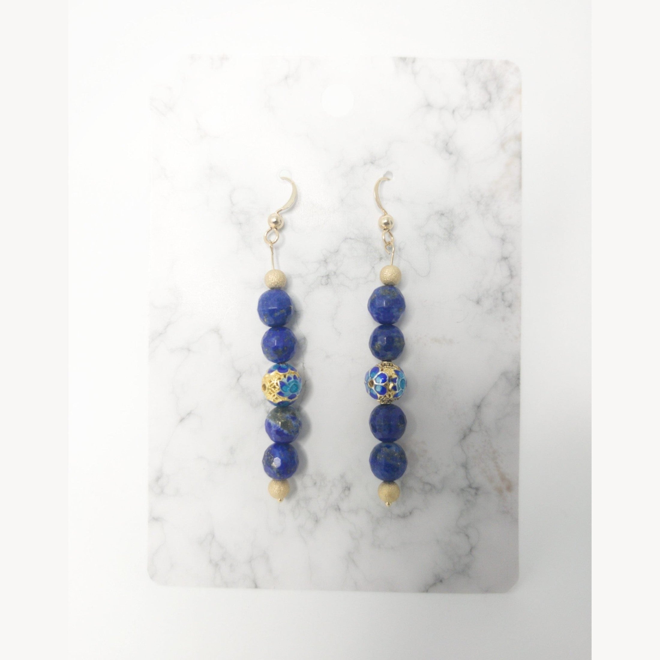 'Royal Blue Stardust' gold earrings image 1