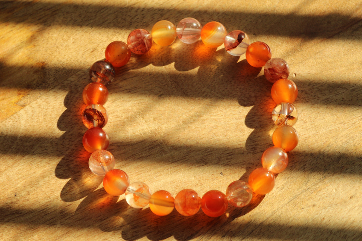 Redirect — AA-Grade Red Hematoid Quartz & Carnelian Bracelet
