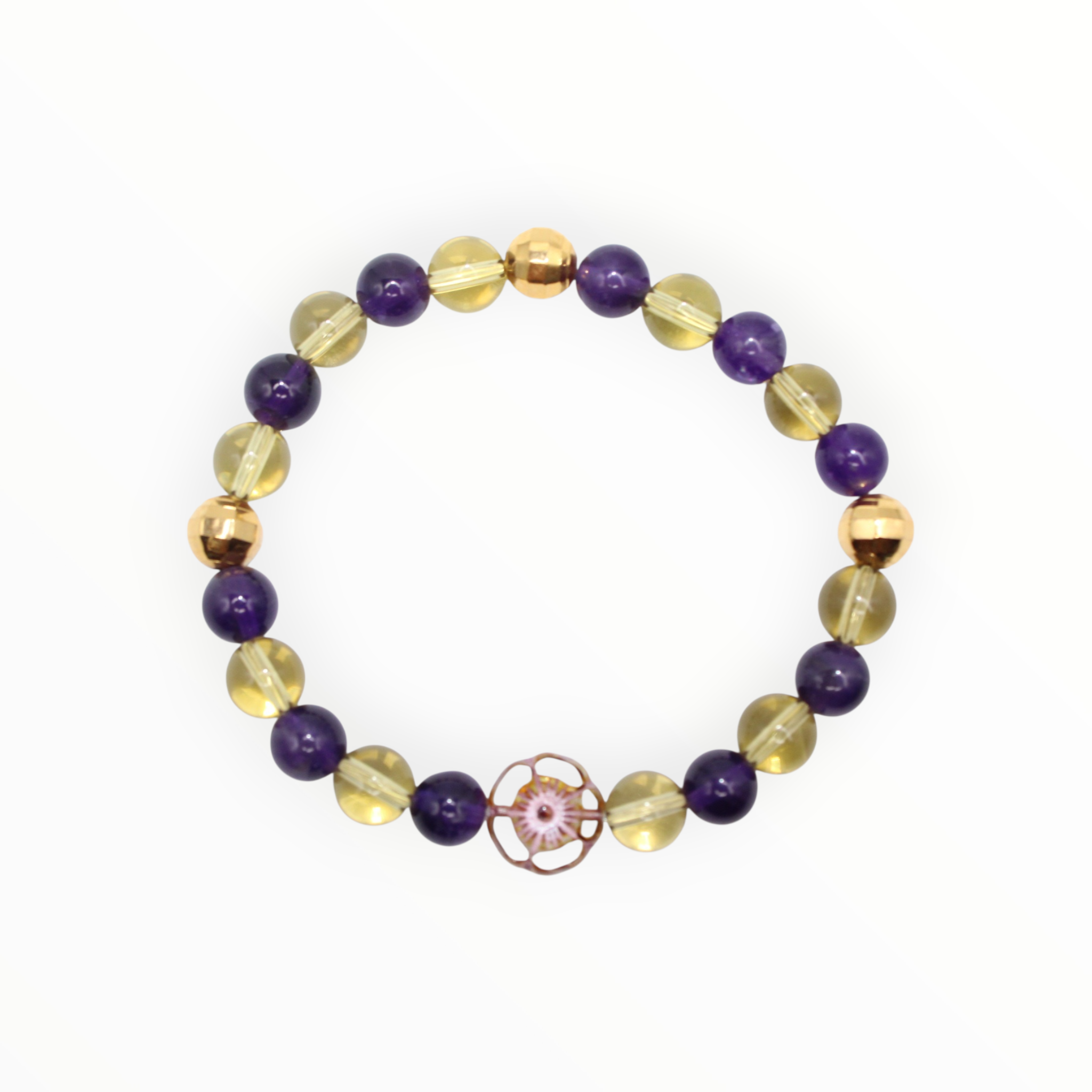 Amethyst and Whiskey Quartz Energy Bracelet