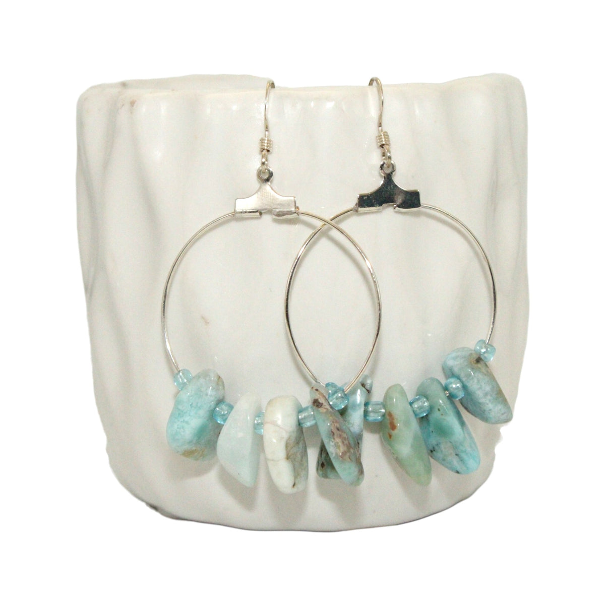 Tide Pool — Larimar Hoop Earrings