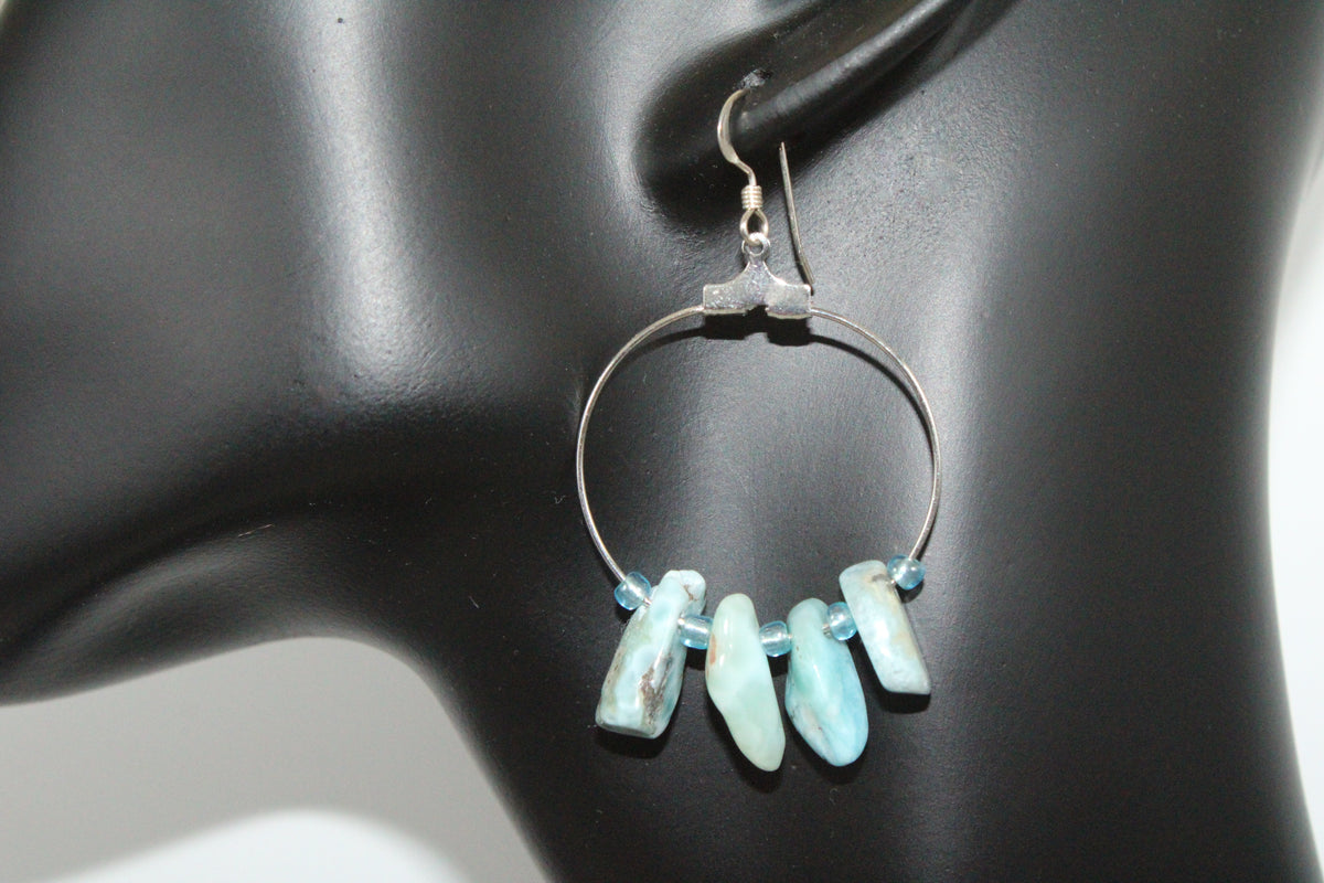 Tide Pool — Larimar Hoop Earrings