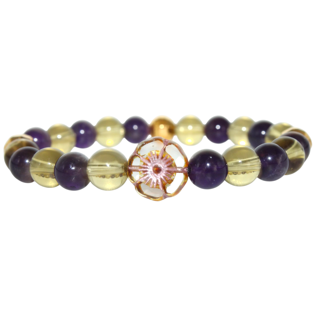 Amethyst and Whiskey Quartz Energy Bracelet